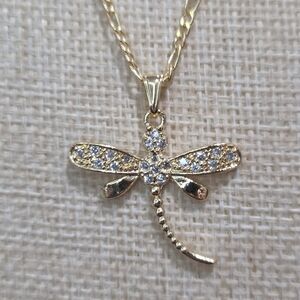Gold Dragonfly Pendant Necklace